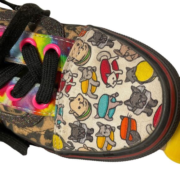 Vans Lace up Custom Leopard Sparkle Kitty Womens sz 5 Sneakers Shoes - Picture 11 of 12